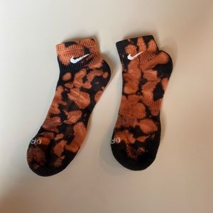 Bleach Tie Dyed Black Nike Ankle Socks